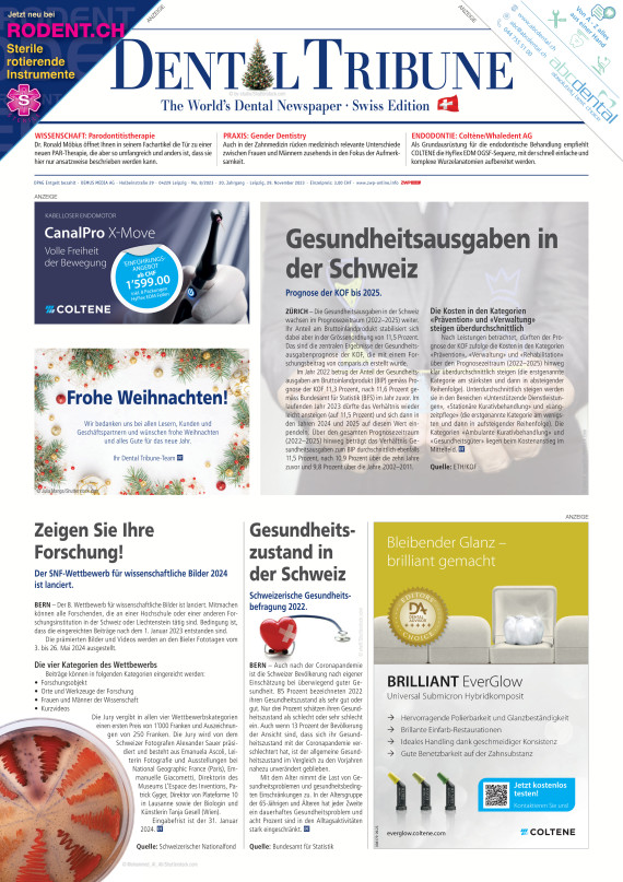 cover zu Dental Tribune Schweiz 08/2023